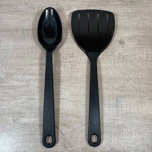 Vintage Tailor Made Black Slotted Nylon Spatula and Serving Spoon Set